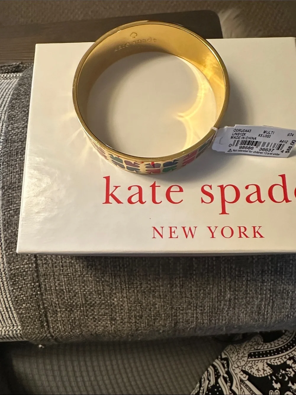 kate spade Multicolor Enamel Spade Bangle in Gold Tone